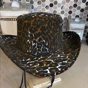 Western Express Leopard Print Cowgirl Hat with Black Tie 7 1/2